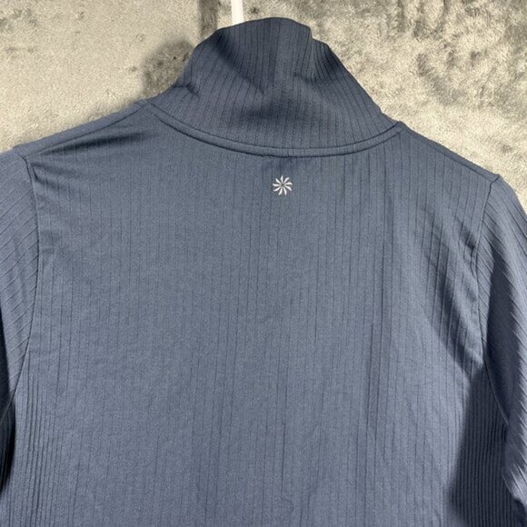 Athleta Flurry Seamless Henley Long Sleeve Top Womens Large Gray Blue Stretch - Picture 10 of 12